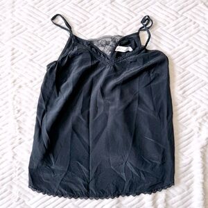 Anthropologie daily practice silk tank top black size L